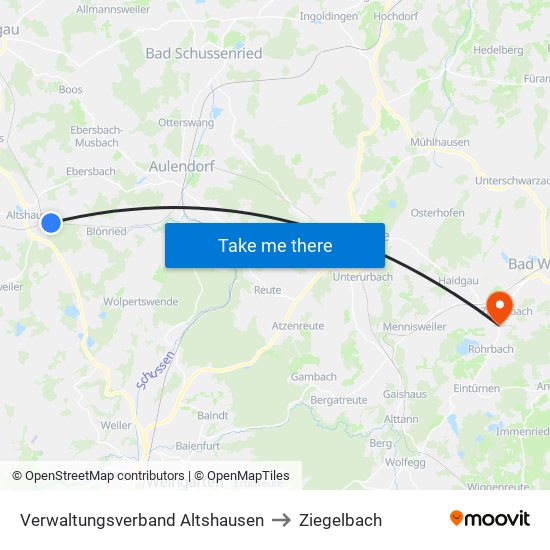 Verwaltungsverband Altshausen to Ziegelbach map