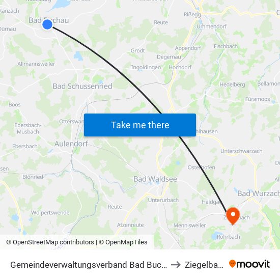 Gemeindeverwaltungsverband Bad Buchau to Ziegelbach map
