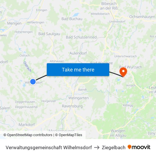 Verwaltungsgemeinschaft Wilhelmsdorf to Ziegelbach map