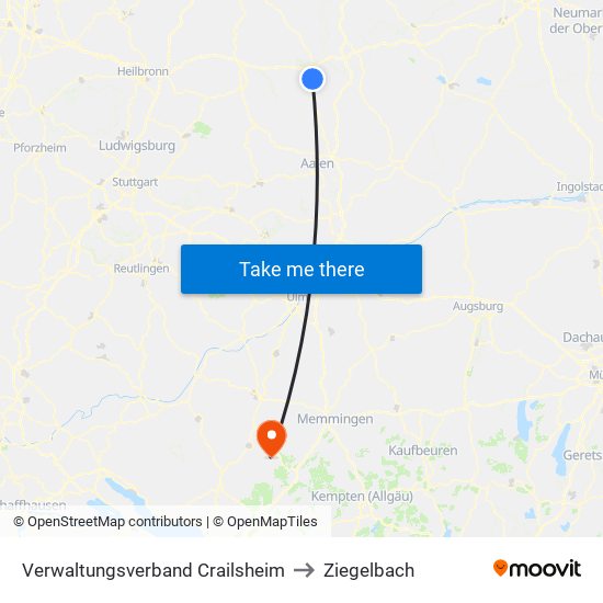 Verwaltungsverband Crailsheim to Ziegelbach map