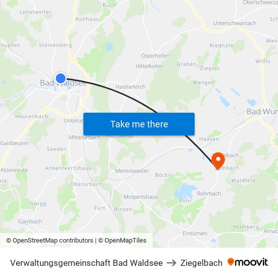 Verwaltungsgemeinschaft Bad Waldsee to Ziegelbach map