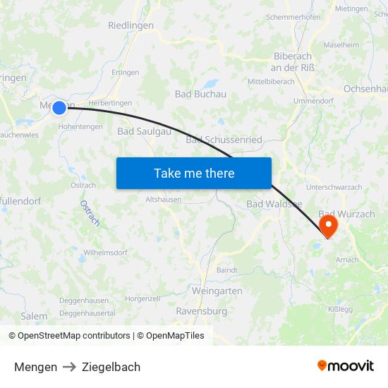Mengen to Ziegelbach map