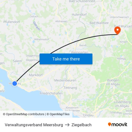 Verwaltungsverband Meersburg to Ziegelbach map