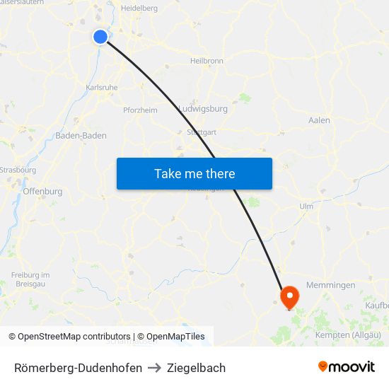 Römerberg-Dudenhofen to Ziegelbach map