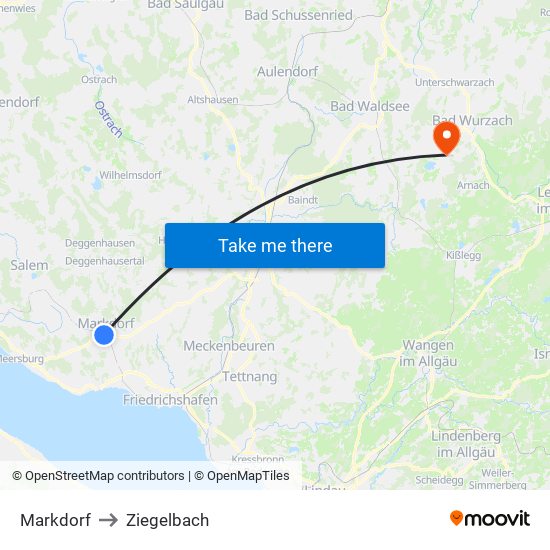 Markdorf to Ziegelbach map