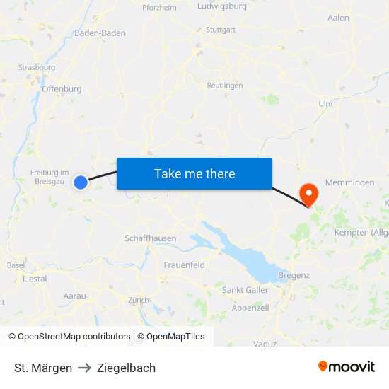 St. Märgen to Ziegelbach map