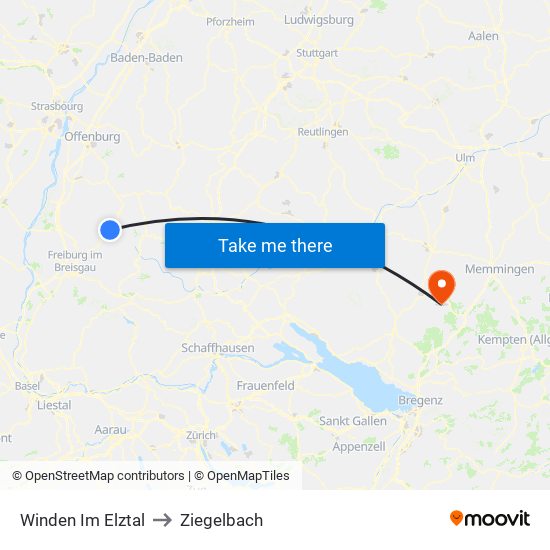 Winden Im Elztal to Ziegelbach map