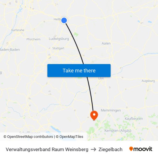 Verwaltungsverband Raum Weinsberg to Ziegelbach map