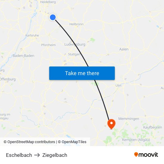 Eschelbach to Ziegelbach map