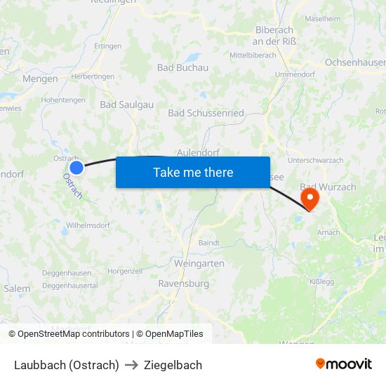 Laubbach (Ostrach) to Ziegelbach map