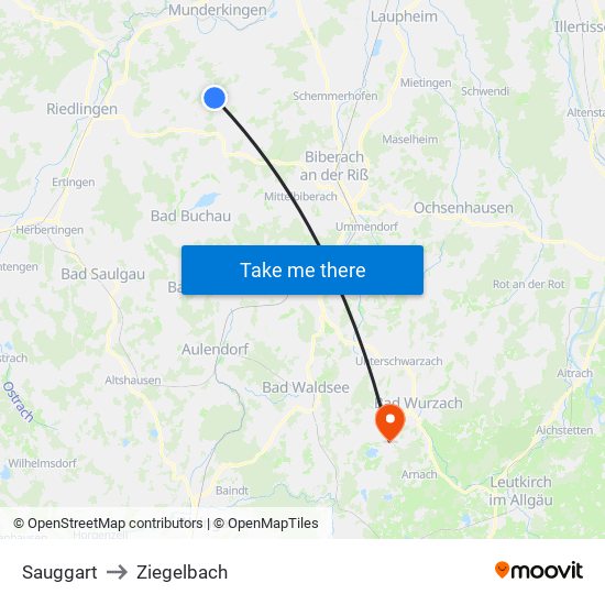 Sauggart to Ziegelbach map
