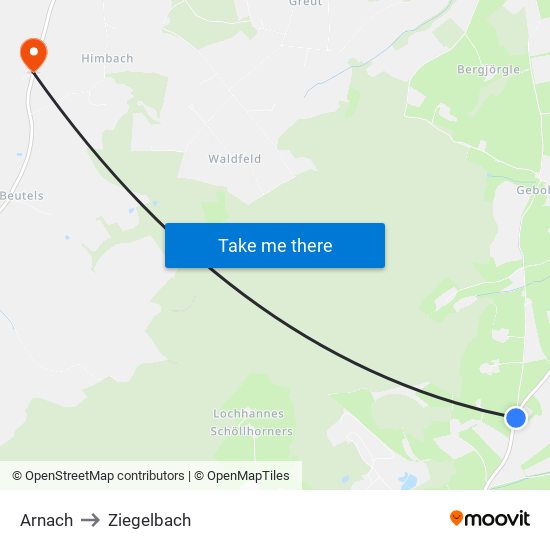 Arnach to Ziegelbach map