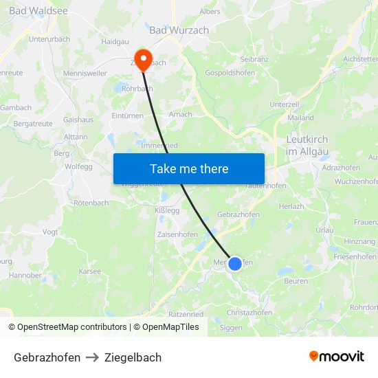 Gebrazhofen to Ziegelbach map