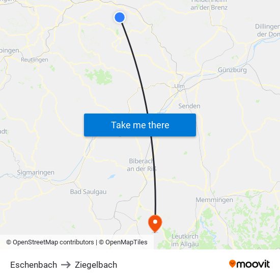 Eschenbach to Ziegelbach map