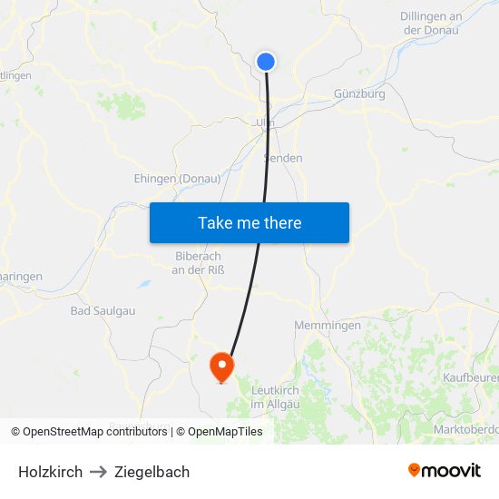 Holzkirch to Ziegelbach map