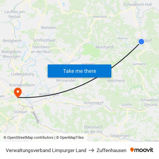 Verwaltungsverband Limpurger Land to Zuffenhausen map