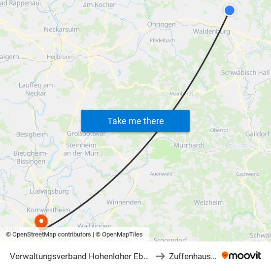 Verwaltungsverband Hohenloher Ebene to Zuffenhausen map