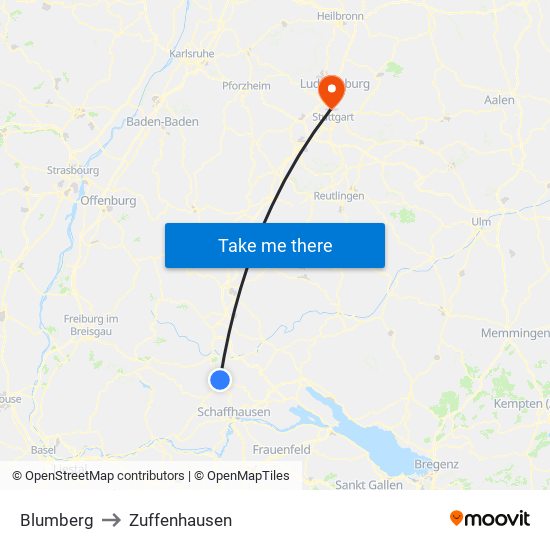 Blumberg to Zuffenhausen map