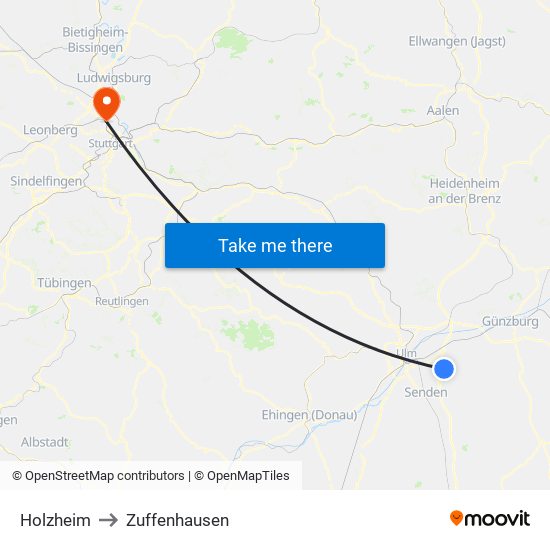 Holzheim to Zuffenhausen map