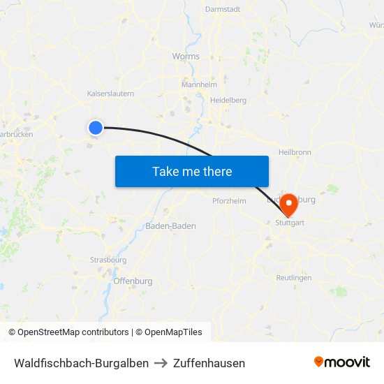 Waldfischbach-Burgalben to Zuffenhausen map