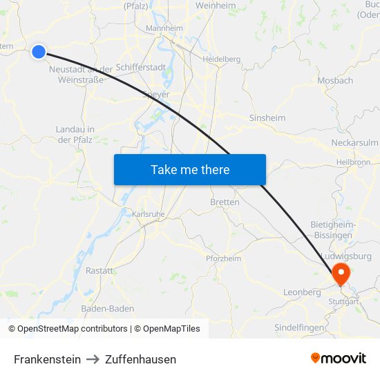 Frankenstein to Zuffenhausen map