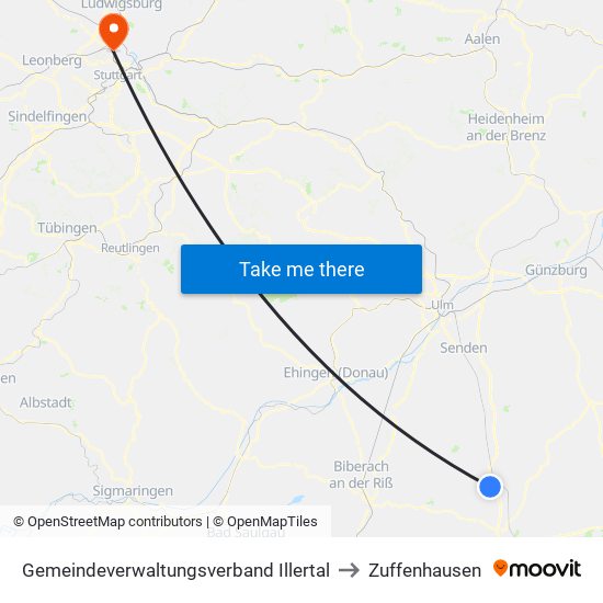 Gemeindeverwaltungsverband Illertal to Zuffenhausen map