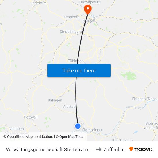 Verwaltungsgemeinschaft Stetten am Kalten Markt to Zuffenhausen map