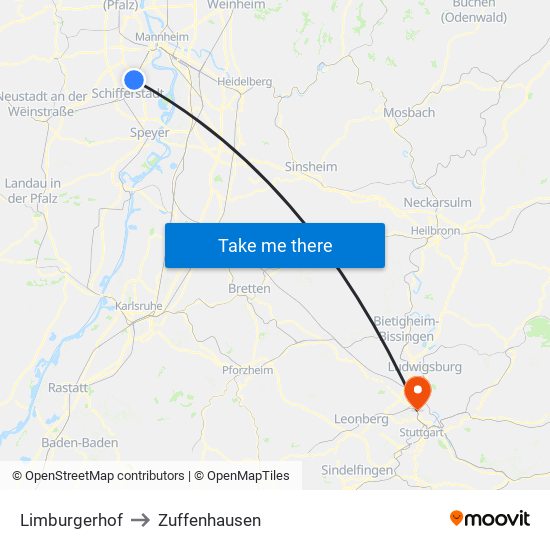 Limburgerhof to Zuffenhausen map