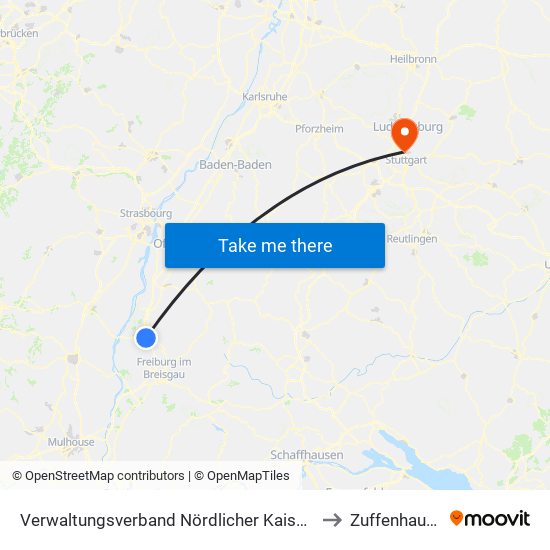 Verwaltungsverband Nördlicher Kaiserstuhl to Zuffenhausen map
