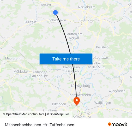 Massenbachhausen to Zuffenhausen map