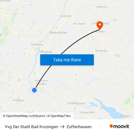 Vvg Der Stadt Bad Krozingen to Zuffenhausen map