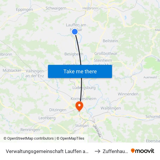 Verwaltungsgemeinschaft Lauffen am Neckar to Zuffenhausen map