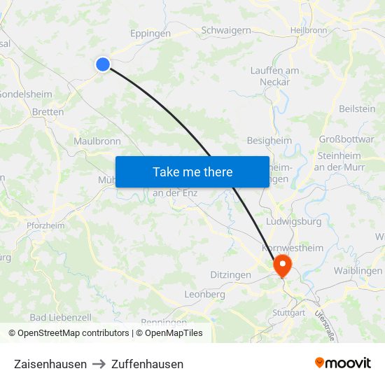 Zaisenhausen to Zuffenhausen map