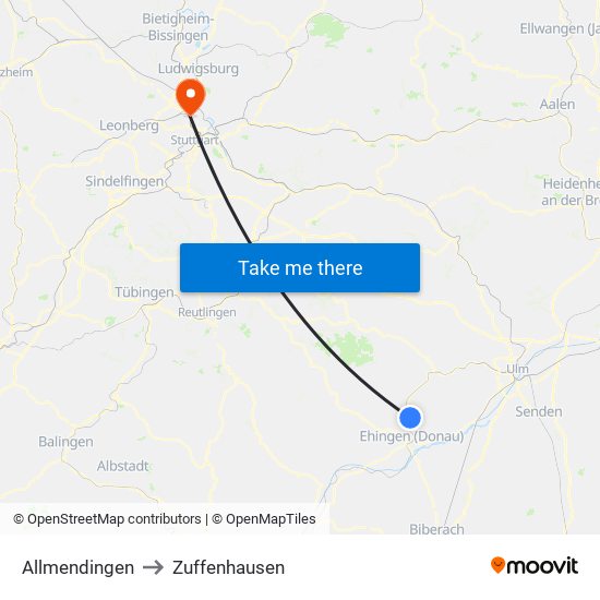 Allmendingen to Zuffenhausen map
