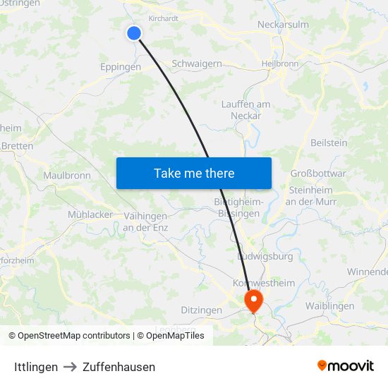 Ittlingen to Zuffenhausen map