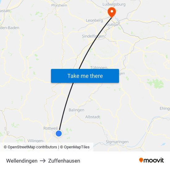 Wellendingen to Zuffenhausen map