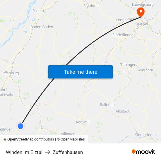 Winden Im Elztal to Zuffenhausen map
