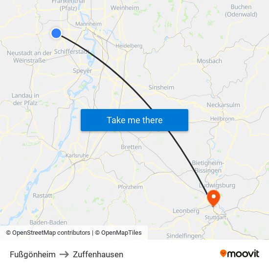 Fußgönheim to Zuffenhausen map