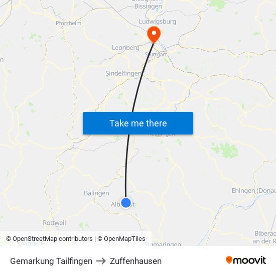 Gemarkung Tailfingen to Zuffenhausen map