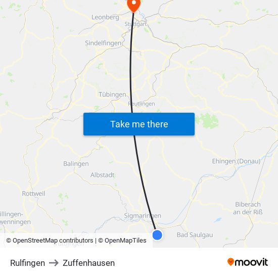 Rulfingen to Zuffenhausen map