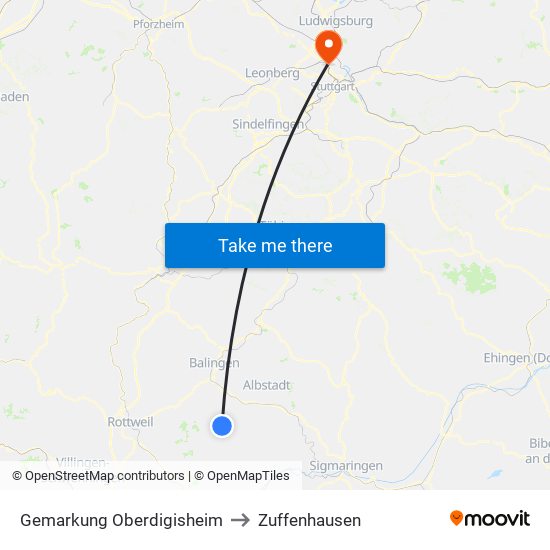 Gemarkung Oberdigisheim to Zuffenhausen map