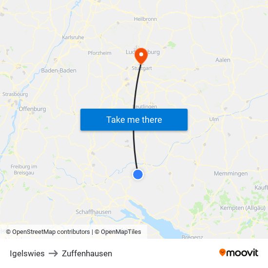 Igelswies to Zuffenhausen map
