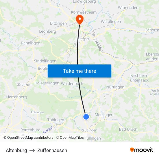Altenburg to Zuffenhausen map