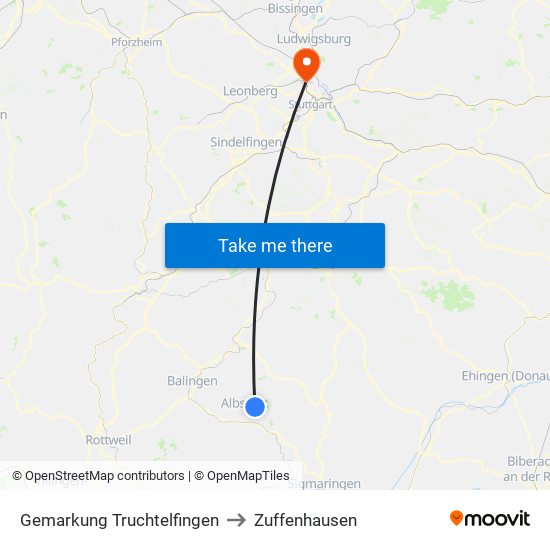 Gemarkung Truchtelfingen to Zuffenhausen map