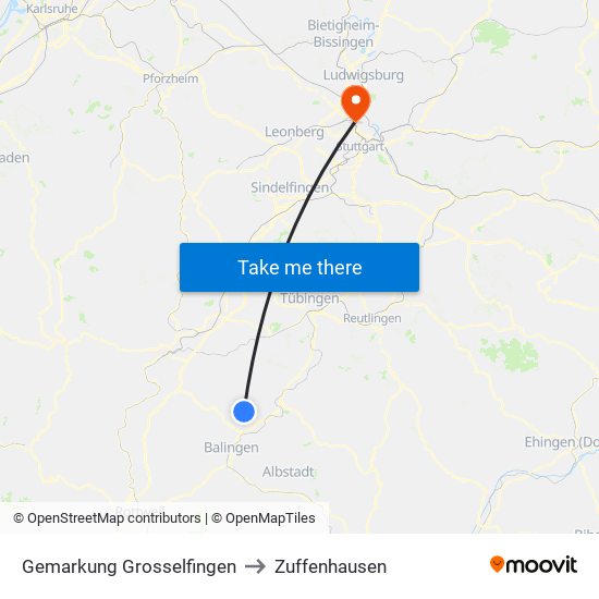 Gemarkung Grosselfingen to Zuffenhausen map