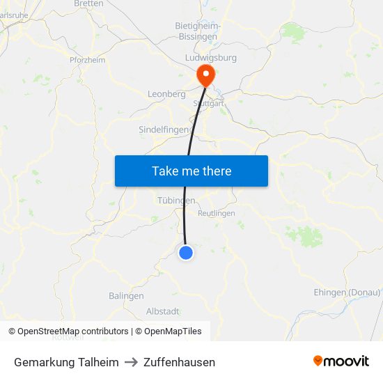 Gemarkung Talheim to Zuffenhausen map