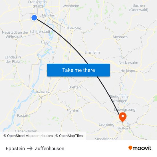 Eppstein to Zuffenhausen map