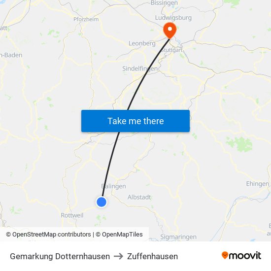 Gemarkung Dotternhausen to Zuffenhausen map