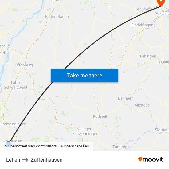 Lehen to Zuffenhausen map