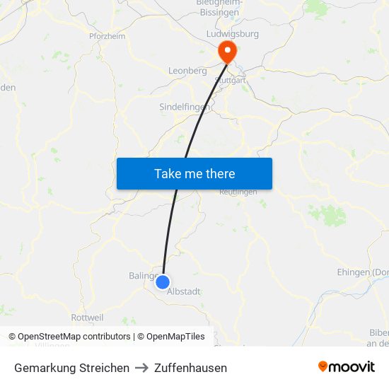 Gemarkung Streichen to Zuffenhausen map